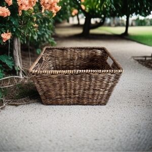 Large Wicker STORAGE BASKET Brown Wicker Crate Storage Basket with Handles